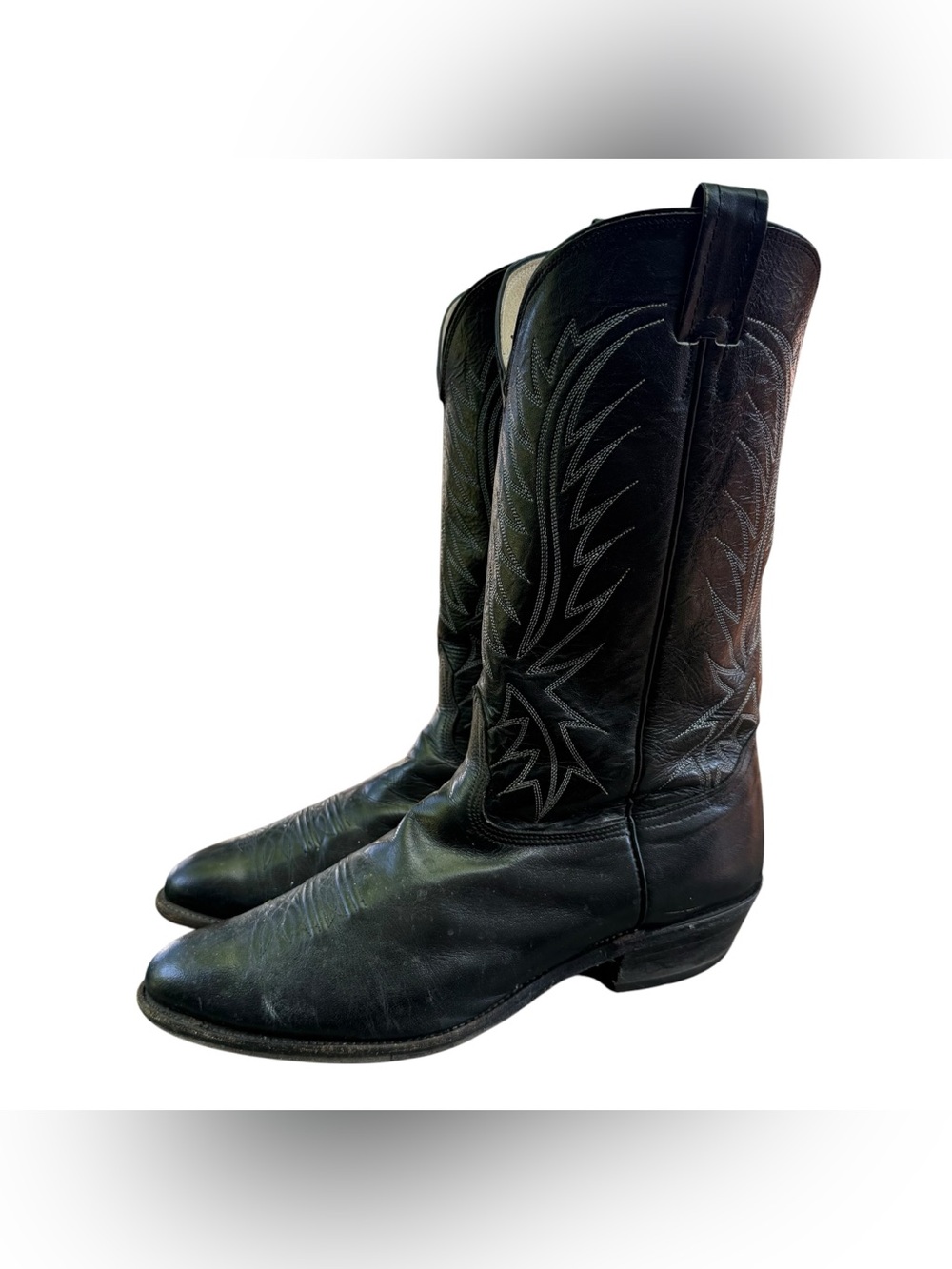 Nocona Mens Black Leather Cowboy Boots Size 13 E Western - Picture 6 of 16